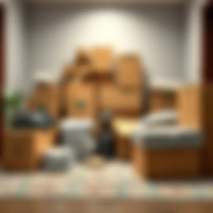 Packing materials and organized boxes ready for moving