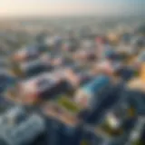 Aerial view of Academic City in Dubai showcasing educational institutions and infrastructure