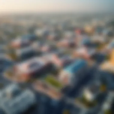 Aerial view of Academic City in Dubai showcasing educational institutions and infrastructure