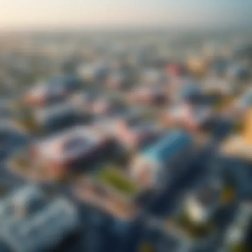 Aerial view of Academic City in Dubai showcasing educational institutions and infrastructure