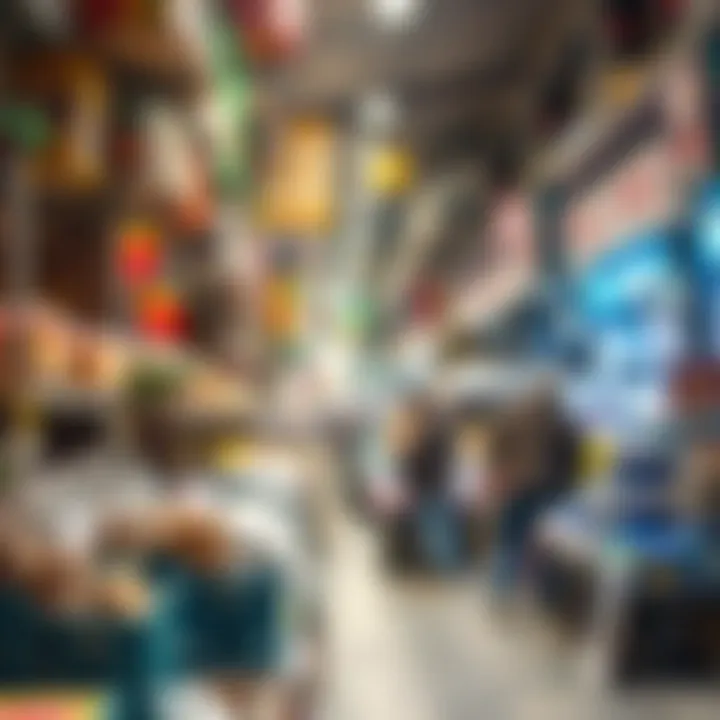 Bargaining scene at a local market with diverse products