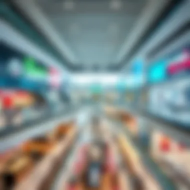 Interior of a modern shopping mall showcasing various stores