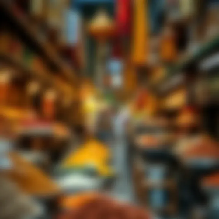 Vibrant market stalls filled with spices