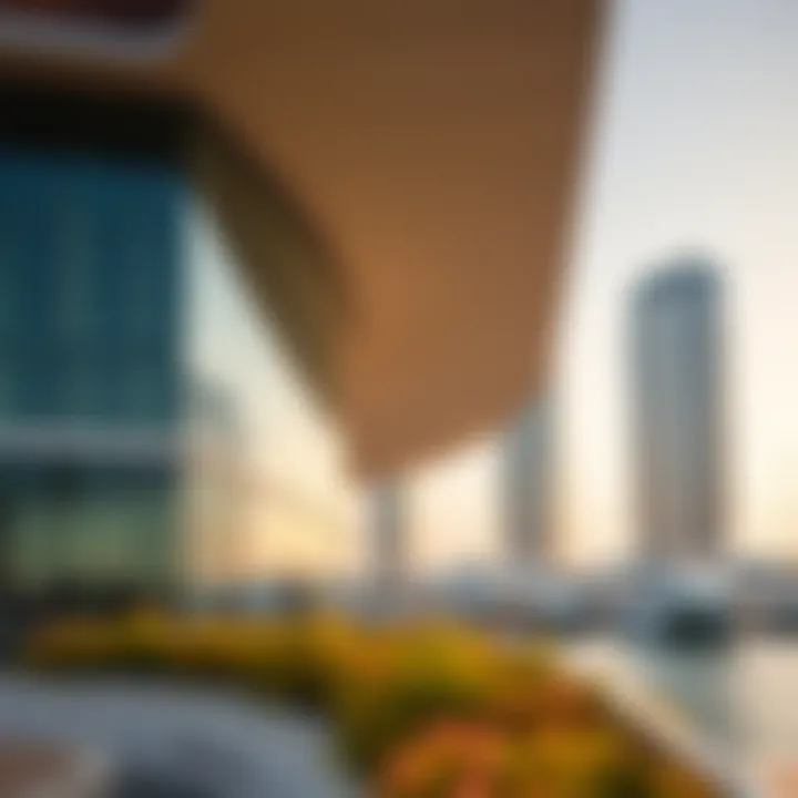 Architectural details of Al Emad Marina's modern design