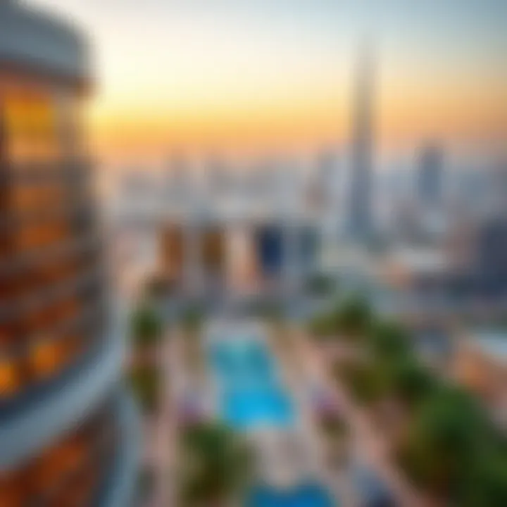 Dubai Skyline from Al Maya Arabian Gate Panoramic view of Dubai skyline from Al Maya Arabian Gate