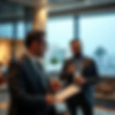 A professional discussing real estate investment strategies with clients.