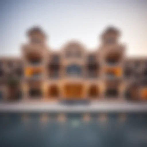 Stunning facade of Bab Al Nojoom Liwa hotel showcasing unique architecture