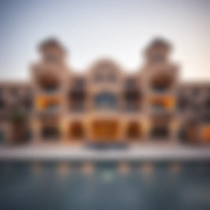 Stunning facade of Bab Al Nojoom Liwa hotel showcasing unique architecture