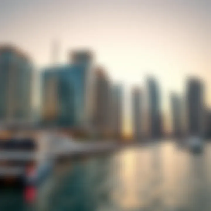 Modern high-rise buildings with stunning architecture near Beach Dubai Marina