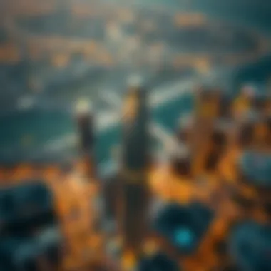 Aerial view highlighting the prime location of Bloom Tower in Dubai