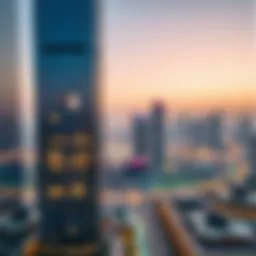 Stunning architectural view of Bloom Tower reflecting Dubai's skyline