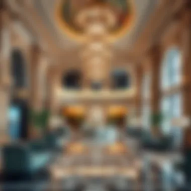 Luxurious lobby interior of Caesars Palace Dubai Bluewaters highlighting opulence and design