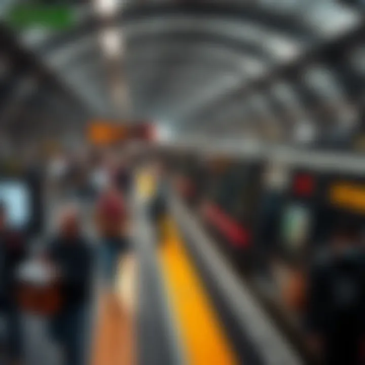 Visualization of commuter traffic during peak hours at a metro station