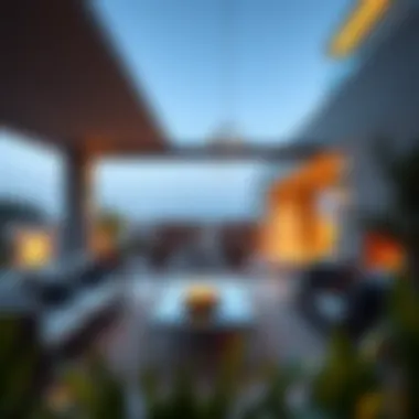 Outdoor living space of a contemporary villa in Dubai