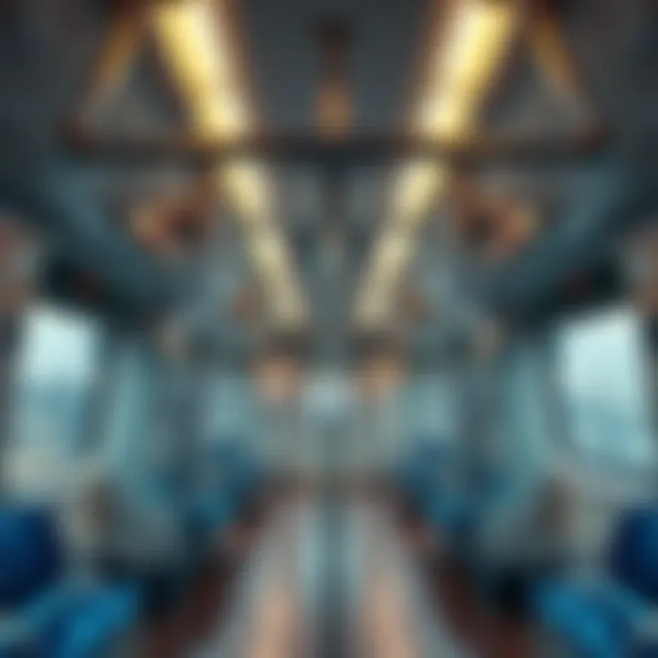 Interior view of a modern metro train in Dubai