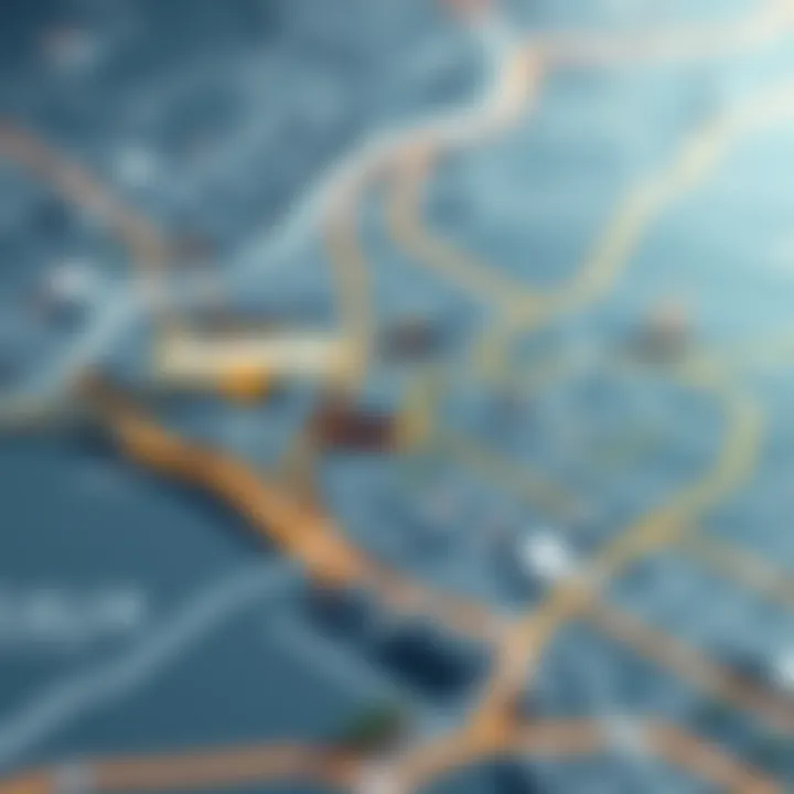 Map highlighting key warehouse locations in Dubai