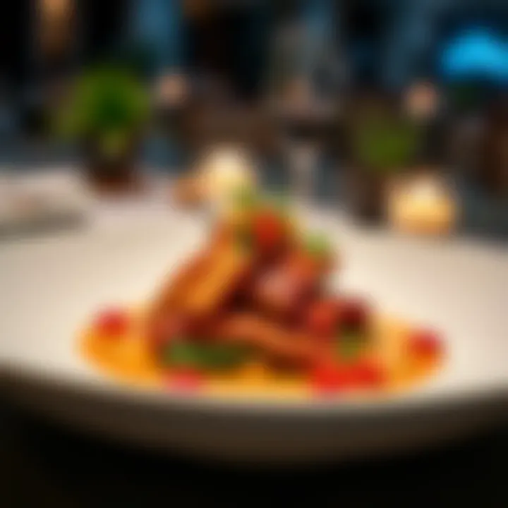 Artfully presented gourmet dish representing unique cuisine