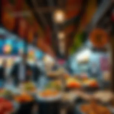 Vibrant street food scene showcasing diverse cuisine options