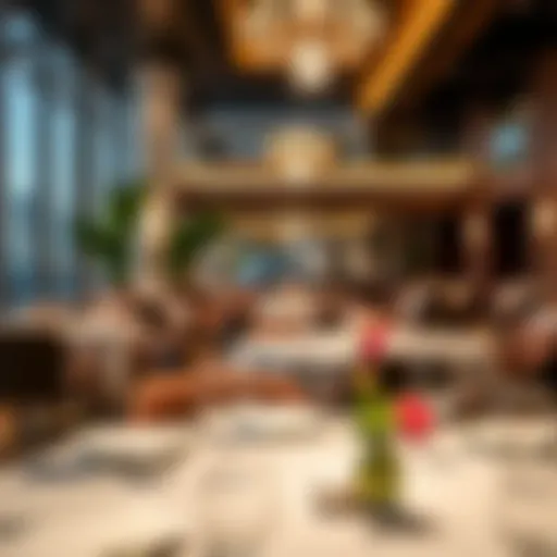An elegant dining setting in Festival City, showcasing a fusion of contemporary and traditional aesthetics.