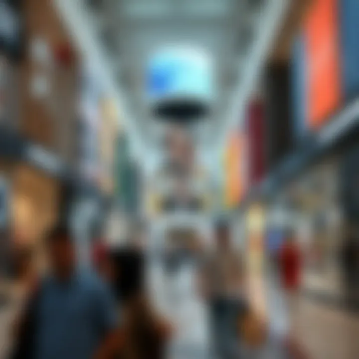 Inside Dalma Mall During Peak Hours A busy shopping day inside Dalma Mall with various retail stores