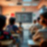 Driving school classroom with students learning about road safety