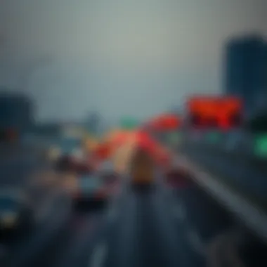Traffic flow on Dubai's highways with Salik signage