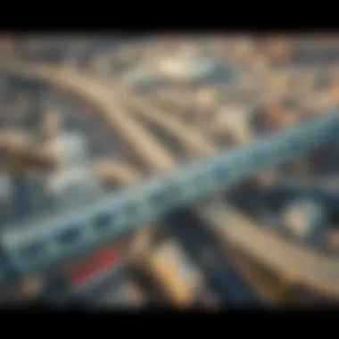 Aerial view of Dubai Metro integrating with urban landscape