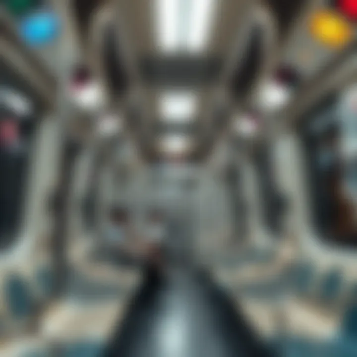 Interior of a Dubai Metro train during peak hours