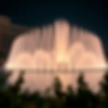 The breathtaking view of Dubai's musical fountain at night