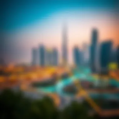 Visual of Dubai's skyline with investment highlights