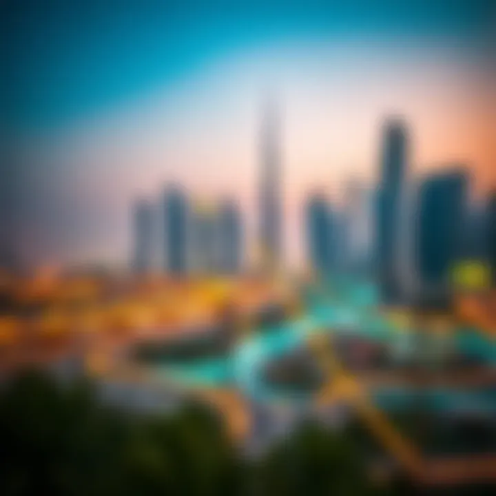 Visual of Dubai's skyline with investment highlights
