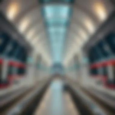 Interior of the Dubai Sports City Metro Station featuring spacious design