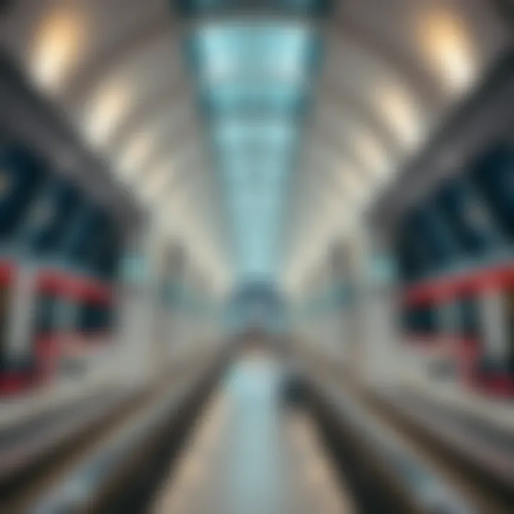 Interior of the Dubai Sports City Metro Station featuring spacious design