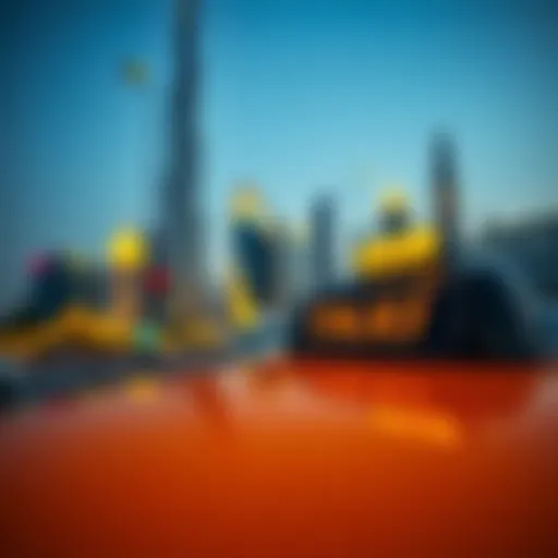 A detailed view of a Dubai taxi with skyline in the background