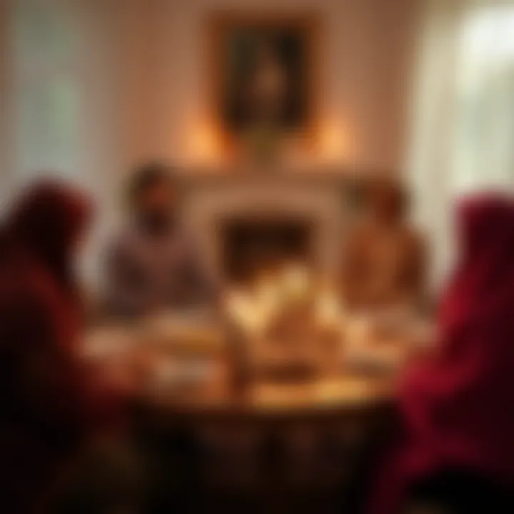 A family gathering during Eid Al-Adha, sharing joy and blessings, highlighting the essence of togetherness.