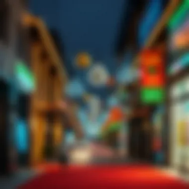 Festive decorations adorning a street during Eid