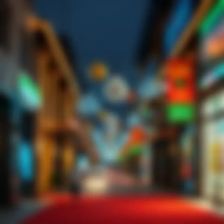 Festive decorations adorning a street during Eid