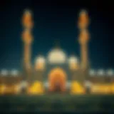 Beautiful mosque lit up for Eid ul Fitr prayers in Dubai.