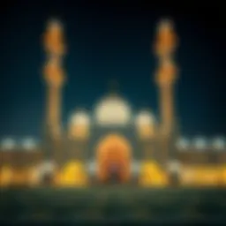 Beautiful mosque lit up for Eid ul Fitr prayers in Dubai.