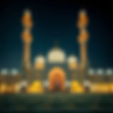 Beautiful mosque lit up for Eid ul Fitr prayers in Dubai.