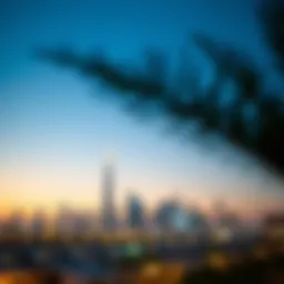 A serene view of Dubai's skyline during the Ramadan month, showcasing the city's architectural marvels under a twilight sky.