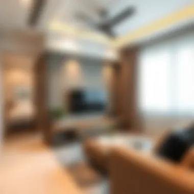 Modern 1 BHK interior design in Liwan