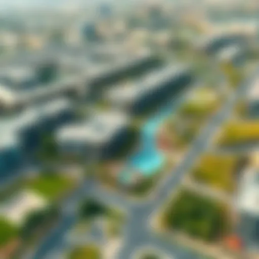 Aerial view of Akoya Oxygen community showcasing green spaces