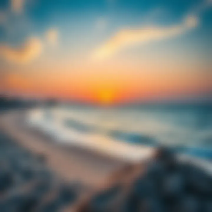 Panoramic view of Al Heerah Beach at sunset