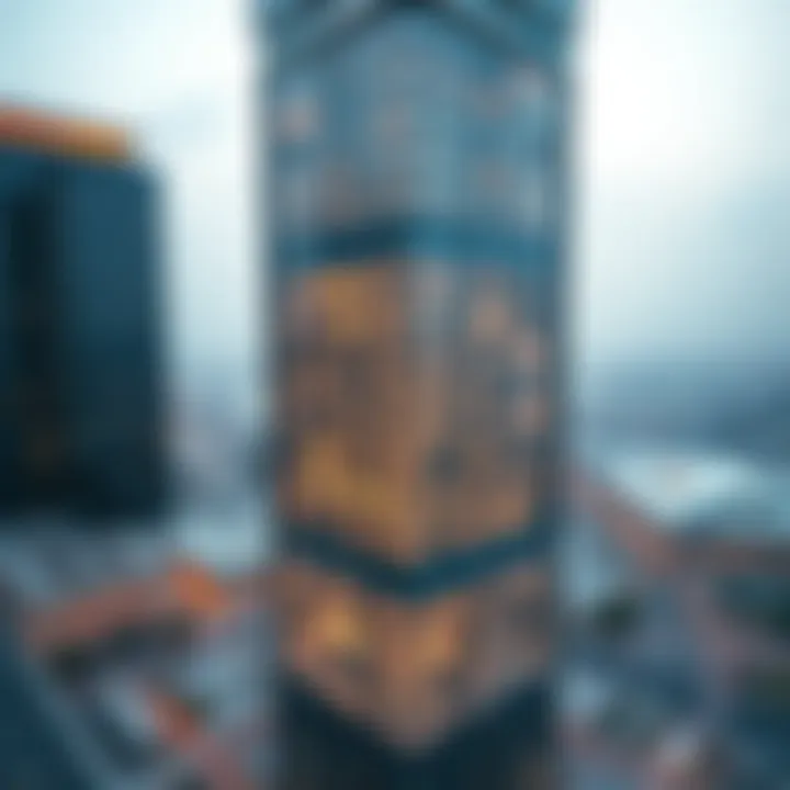 Aerial View of Al Khazna Tower Aerial view of Al Khazna Tower showcasing its modern design