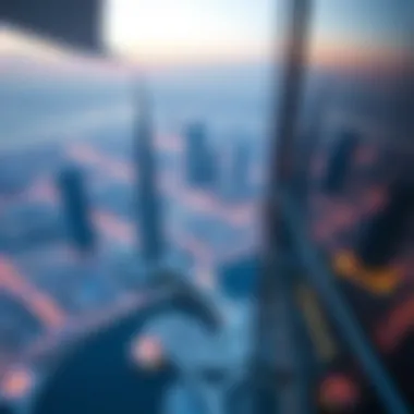 Panoramic view from the top floors of Al Sima Tower overlooking Dubai