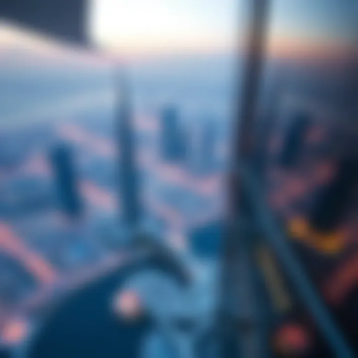 Panoramic view from the top floors of Al Sima Tower overlooking Dubai