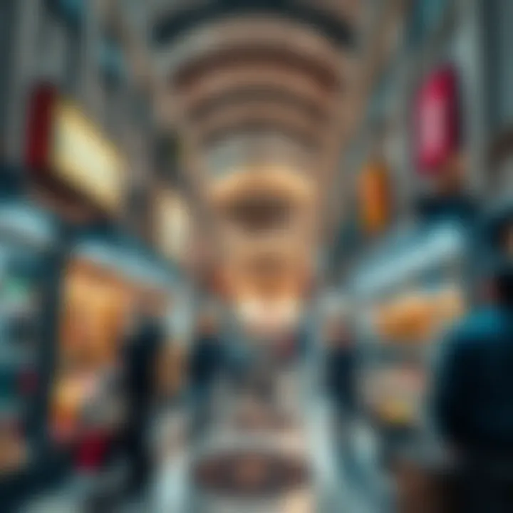 A bustling marketplace within Al Twar Centre highlighting diverse shops and local businesses