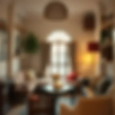 Interior view of a shared living area with cultural elements