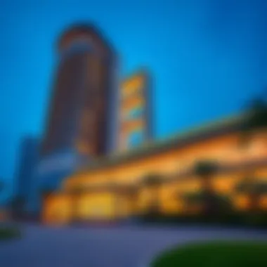 Exterior view of Bugatti Tower showcasing its iconic architecture